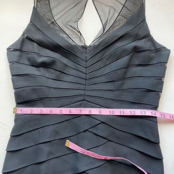 Chetta B Sherrie Bloom Peter Noviello 100% Silk Black Designer Tiered Dress Wome - Picture 7 of 16